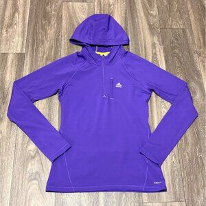 Adidas Techfit Climalite Womens SZ M Purple 1/4 Zip Hoodie Running Shirt Activew